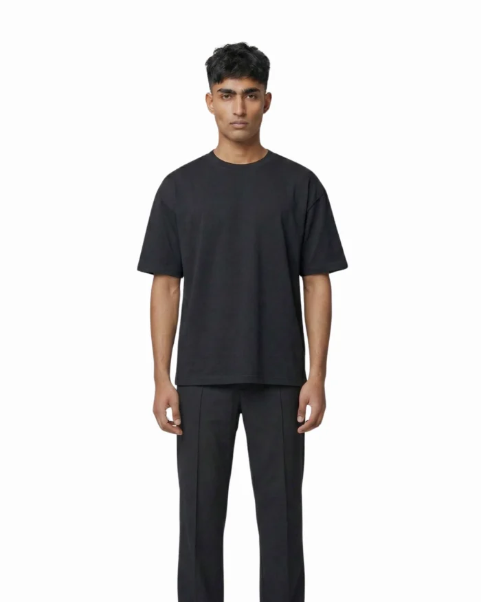 Drop Shoulder Essential T-Shirt – Black - Image 2
