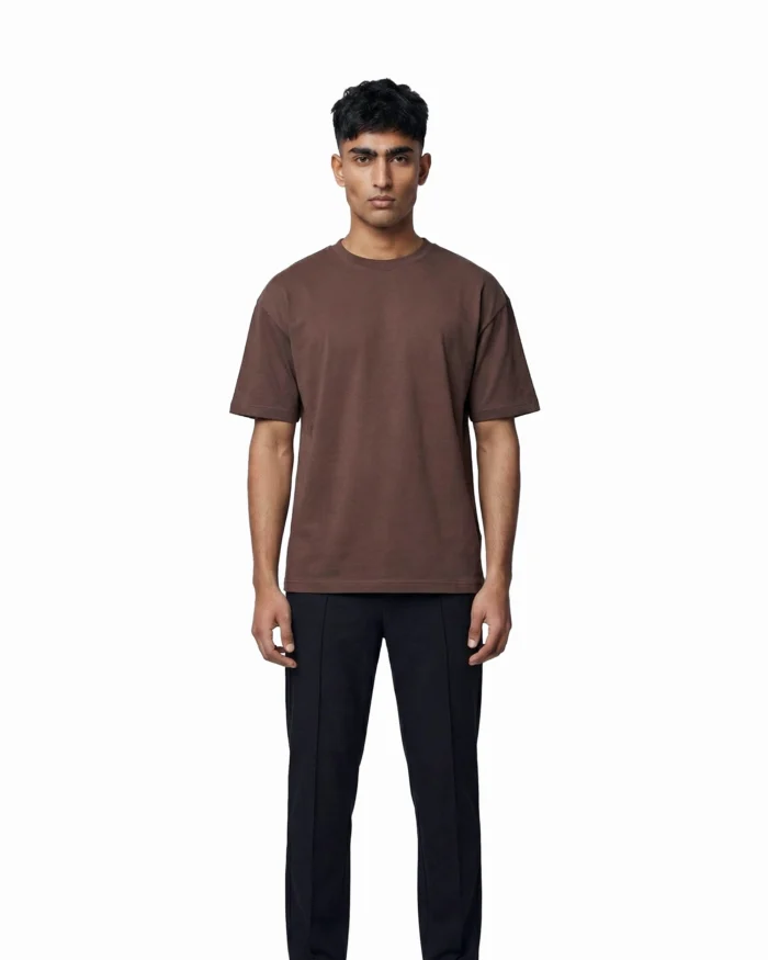 Drop Shoulder Essential T-Shirt – Coffee - Image 2