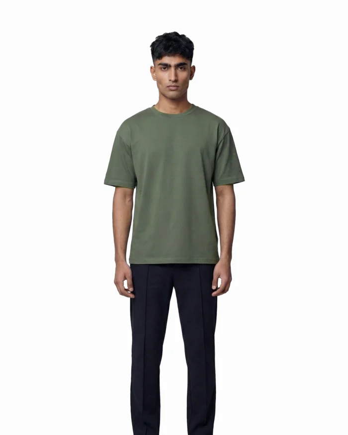 Drop Shoulder Essential T-Shirt – Green - Image 5