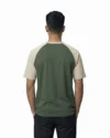 Drop Shoulder Raglan T-Shirt – Green & Beige - Image 2