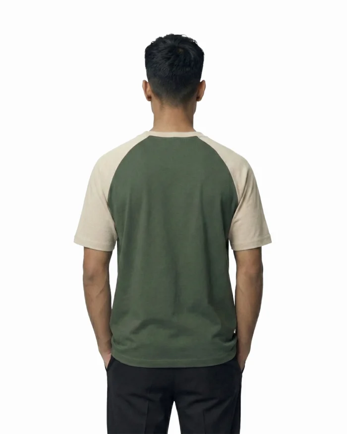 Drop Shoulder Raglan T-Shirt – Green & Beige - Image 5