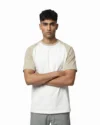 Drop Shoulder Raglan T-Shirt – White & Beige