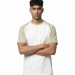 Drop Shoulder Raglan T-Shirt – White & Beige