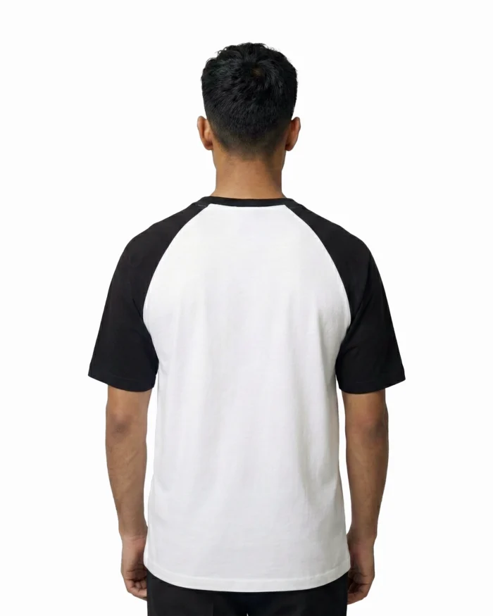 Drop Shoulder Raglan T-Shirt – White & Black - Image 3