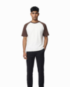 Drop Shoulder Raglan T-Shirt – White & Coffee - Image 5