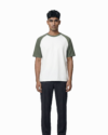 Drop Shoulder Raglan T-Shirt – White & Green - Image 3