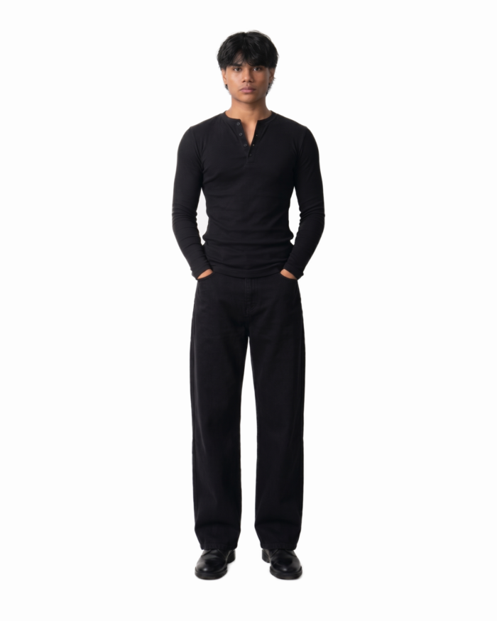 Baggy Denim Pants - All Black - Image 2