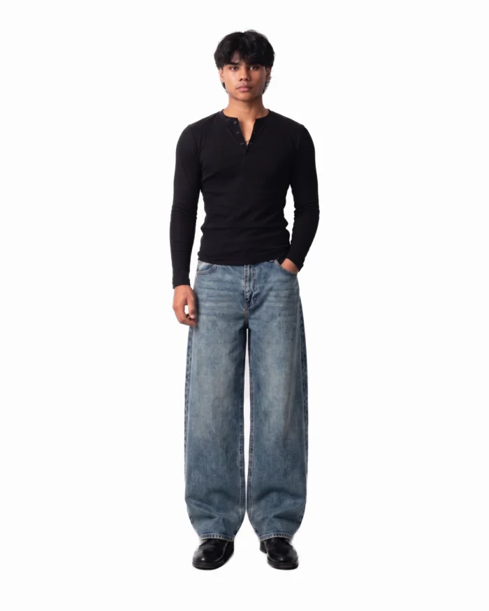 Baggy Dad Jeans - Light Blue - Image 2