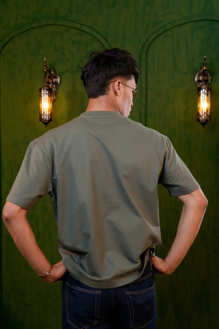 Drop Shoulder Essential T-Shirt – Green - Image 4