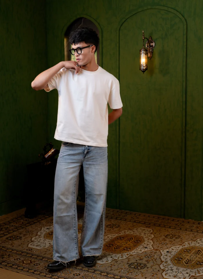 Drop Shoulder Essential T-Shirt – White - Image 2